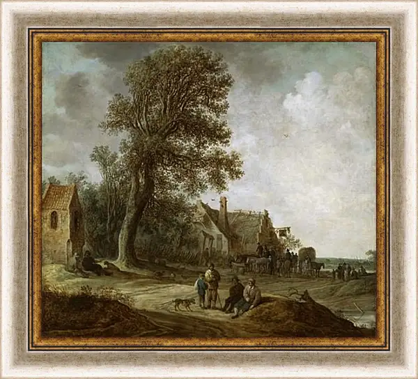 Картина в раме - Peasants Resting before an Inn. Ян ван Гойен Картина в раме - Peasants Resting before an Inn. Ян ван Гойен