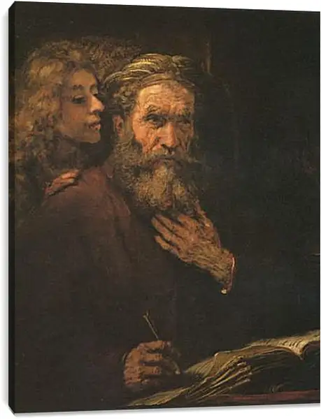 Постер на подрамнике - Evangelist Mathaus und der Engel. Рембрандт Постер на подрамнике - Evangelist Mathaus und der Engel. Рембрандт