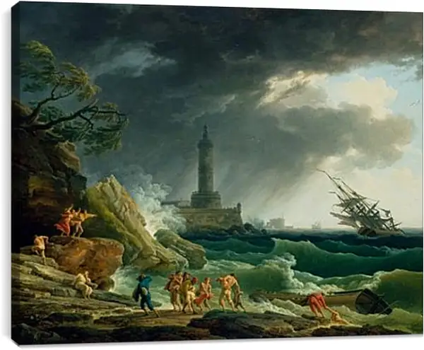 Постер на подрамнике - A Storm on a Mediterranean Coast. Клод Жозеф Верне Постер на подрамнике - A Storm on a Mediterranean Coast. Клод Жозеф Верне