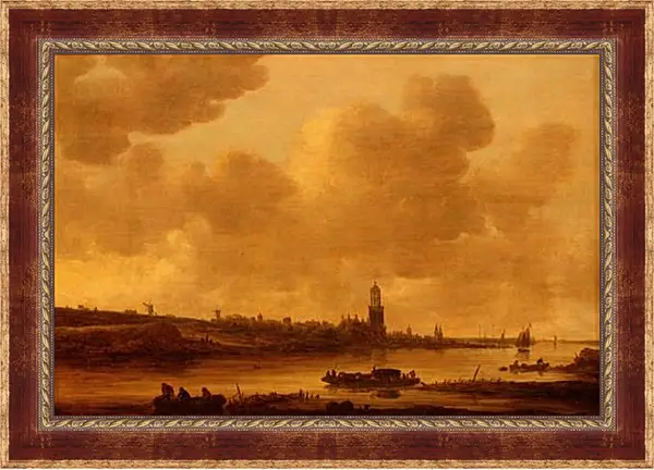 Картина в раме - Vue de Rhenen sur le Rhin avec l еglise Sainte-Cunera. Ян ван Гойен Картина в раме - Vue de Rhenen sur le Rhin avec l еglise Sainte-Cunera. Ян ван Гойен