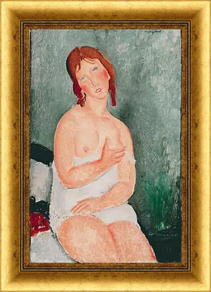 Картина в раме - Young Woman in a Shirt (The Little Milkmaid). Амедео Модильяни Картина в раме - Young Woman in a Shirt (The Little Milkmaid). Амедео Модильяни