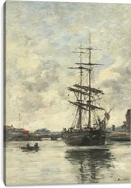 Постер на подрамнике - the boat on the river Current. Эжен Буден Постер на подрамнике - the boat on the river Current. Эжен Буден
