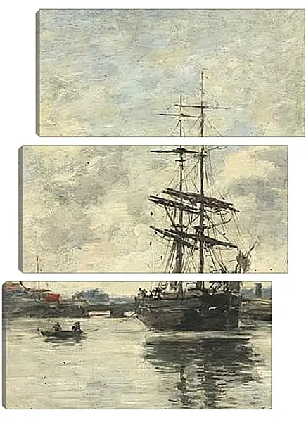 Модульная картина - the boat on the river Current. Эжен Буден Модульная картина - the boat on the river Current. Эжен Буден