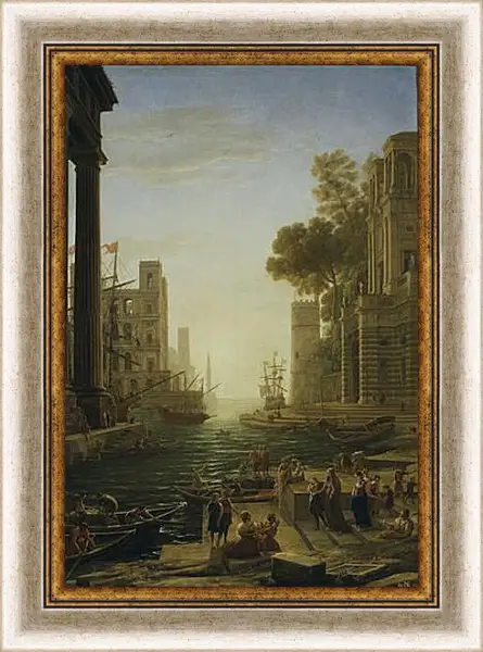 Картина в раме - Landscape with the Embarkment of Saint Paula Romana in Ostia 1639-1640. Лоррен Клод Картина в раме - Landscape with the Embarkment of Saint Paula Romana in Ostia 1639-1640. Лоррен Клод