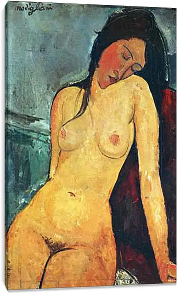 Постер на подрамнике - Seated female nude. Сидящая обнаженная женщина 1. Амедео Модильяни Постер на подрамнике - Seated female nude. Сидящая обнаженная женщина 1. Амедео Модильяни