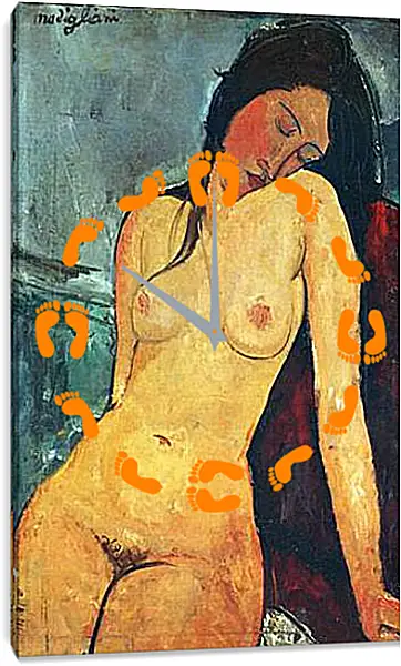 Часы картина - Seated female nude. Амедео Модильяни Часы картина - Seated female nude. Амедео Модильяни