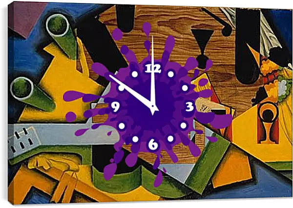 Часы картина - Still Life with a Guitar. Хуан Грис Часы картина - Still Life with a Guitar. Хуан Грис
