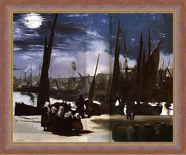 Картина в раме - Clair de Lune sur le port de Boulogne,Moonlight on the wearing of Boulogne, Huile sur toile. Эдуард Мане Картина в раме - Clair de Lune sur le port de Boulogne,Moonlight on the wearing of Boulogne, Huile sur toile. Эдуард Мане
