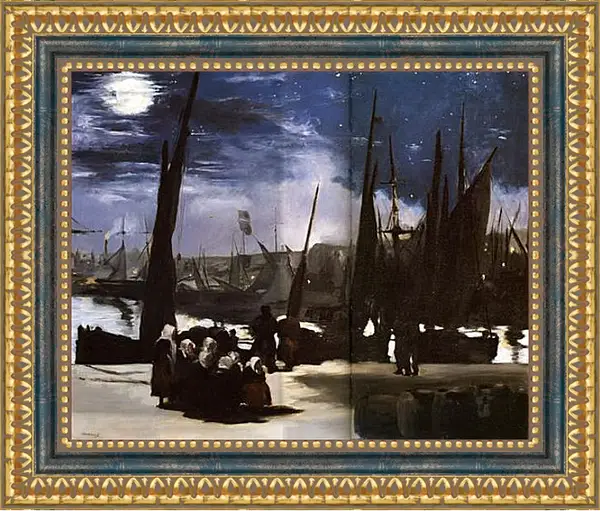 Картина в раме - Clair de Lune sur le port de Boulogne,Moonlight on the wearing of Boulogne, Huile sur toile. Эдуард Мане Картина в раме - Clair de Lune sur le port de Boulogne,Moonlight on the wearing of Boulogne, Huile sur toile. Эдуард Мане