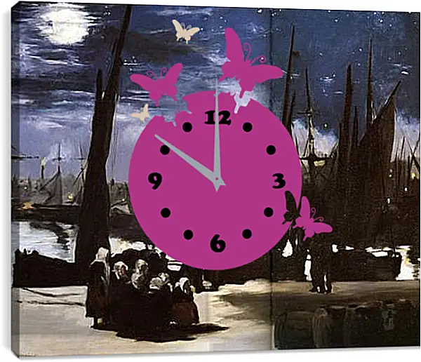Часы картина - Clair de Lune sur le port de Boulogne,Moonlight on the wearing of Boulogne, Huile sur toile. Эдуард Мане Часы картина - Clair de Lune sur le port de Boulogne,Moonlight on the wearing of Boulogne, Huile sur toile. Эдуард Мане
