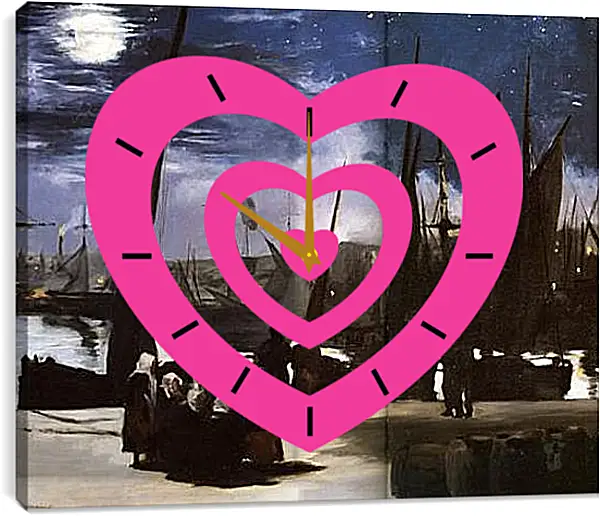 Часы картина - Clair de Lune sur le port de Boulogne,Moonlight on the wearing of Boulogne, Huile sur toile. Эдуард Мане Часы картина - Clair de Lune sur le port de Boulogne,Moonlight on the wearing of Boulogne, Huile sur toile. Эдуард Мане