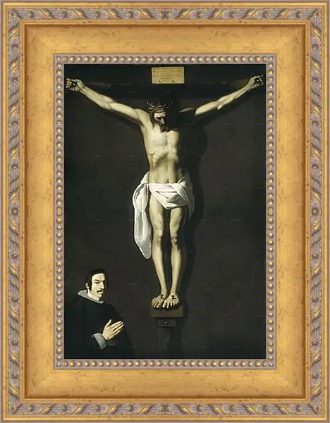 Картина в раме - Christ Crucified with the Sponsor. Франсиско де Сурбаран Картина в раме - Christ Crucified with the Sponsor. Франсиско де Сурбаран