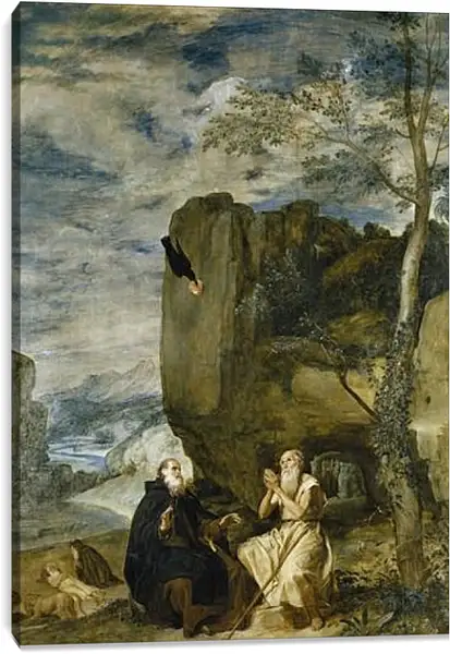 Постер на подрамнике - Saint Anthony the Abbot and Saint Paul theFirst Hermit . Диего Веласкес Постер на подрамнике - Saint Anthony the Abbot and Saint Paul theFirst Hermit . Диего Веласкес