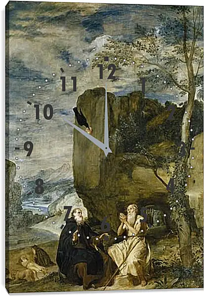 Часы картина - Saint Anthony the Abbot and Saint Paul theFirst Hermit . Диего Веласкес Часы картина - Saint Anthony the Abbot and Saint Paul theFirst Hermit . Диего Веласкес
