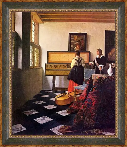 Картина в раме - Урок музыки (1662) Ян (Йоханнес) Вермеер Картина в раме - Урок музыки (1662) Ян (Йоханнес) Вермеер