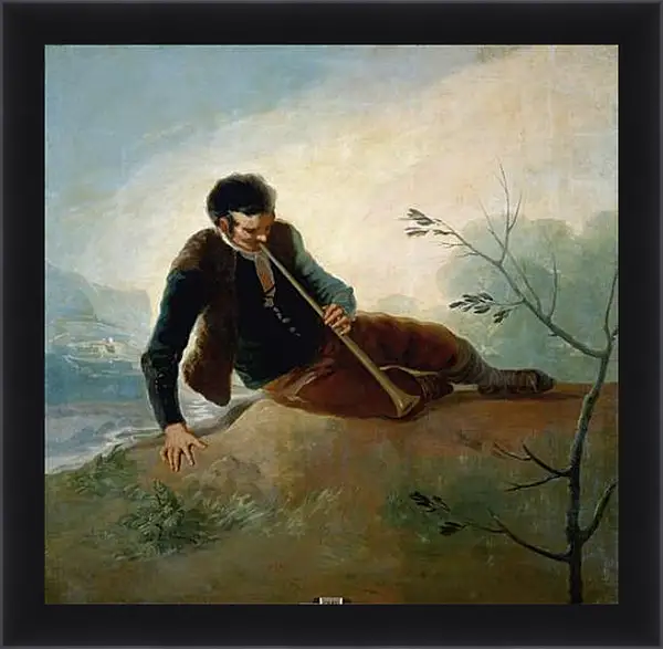 Картина в раме - Shepherd plaing a Dulzaina. Франсиско Гойя Картина в раме - Shepherd plaing a Dulzaina. Франсиско Гойя