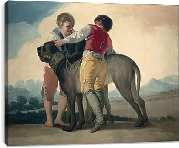 Постер на подрамнике - Boys with Mastiffs. Франсиско Гойя Постер на подрамнике - Boys with Mastiffs. Франсиско Гойя