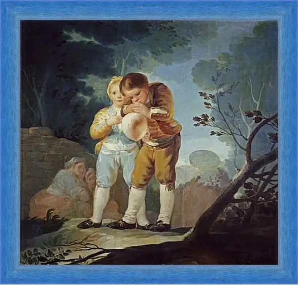Картина в раме - Boys Inflating a Bladdes. Франсиско Гойя Картина в раме - Boys Inflating a Bladdes. Франсиско Гойя