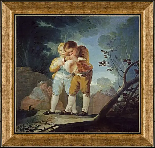 Картина в раме - Boys Inflating a Bladdes. Франсиско Гойя Картина в раме - Boys Inflating a Bladdes. Франсиско Гойя