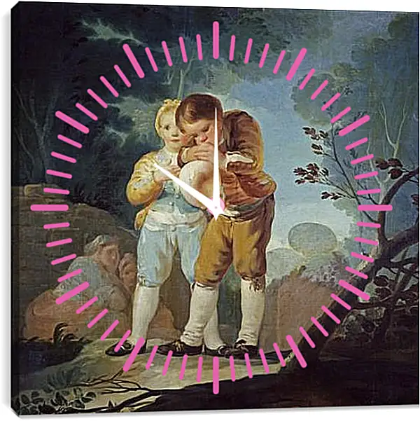 Часы картина - Boys Inflating a Bladdes. Франсиско Гойя Часы картина - Boys Inflating a Bladdes. Франсиско Гойя