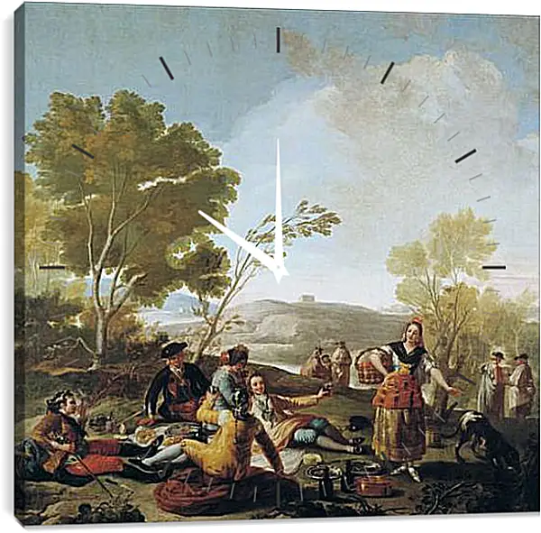 Часы картина - Picnic on the Banks of the Manzanares. Франсиско Гойя Часы картина - Picnic on the Banks of the Manzanares. Франсиско Гойя