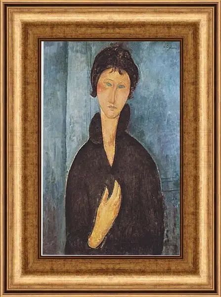 Картина в раме - Die frau mit blauen augen. Амедео Модильяни Картина в раме - Die frau mit blauen augen. Амедео Модильяни