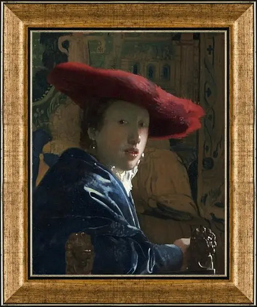 Картина в раме - The girl with the red hat. Ян (Йоханнес) Вермеер Картина в раме - The girl with the red hat. Ян (Йоханнес) Вермеер