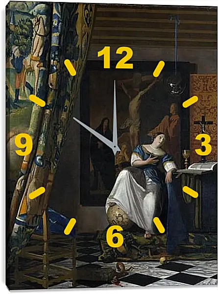 Часы картина - The allegory of faith. Ян (Йоханнес) Вермеер Часы картина - The allegory of faith. Ян (Йоханнес) Вермеер
