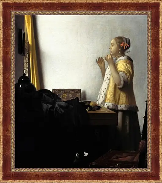 Картина в раме - Young Woman with a Pearl Necklace. Ян (Йоханнес) Вермеер Картина в раме - Young Woman with a Pearl Necklace. Ян (Йоханнес) Вермеер