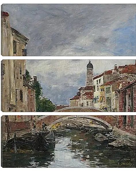Модульная картина - Small Channel in Venice, 1895. Эжен Буден Модульная картина - Small Channel in Venice, 1895. Эжен Буден