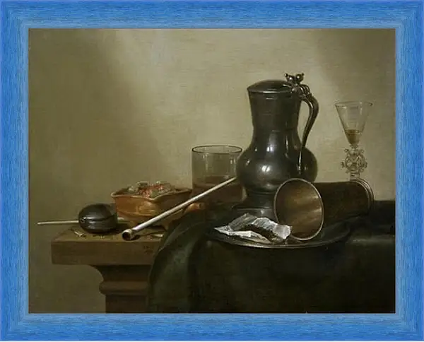 Картина в раме - Still Life with Tobacco, Wine and a Pocket Watch. Виллем Клас Хеда Картина в раме - Still Life with Tobacco, Wine and a Pocket Watch. Виллем Клас Хеда