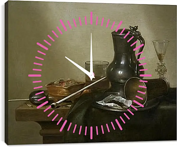 Часы картина - Still Life with Tobacco, Wine and a Pocket Watch. Виллем Клас Хеда Часы картина - Still Life with Tobacco, Wine and a Pocket Watch. Виллем Клас Хеда