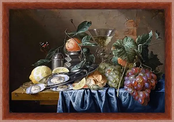 Картина в раме - Still Life with Oysters and Grapes. Ян Хем Давидс Де Картина в раме - Still Life with Oysters and Grapes. Ян Хем Давидс Де