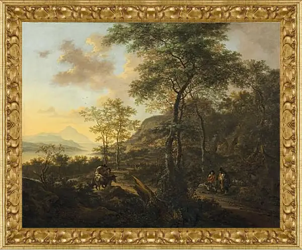 Картина в раме - Итальянский пейзаж, вечер. Ян Бот Картина в раме - Итальянский пейзаж, вечер. Ян Бот