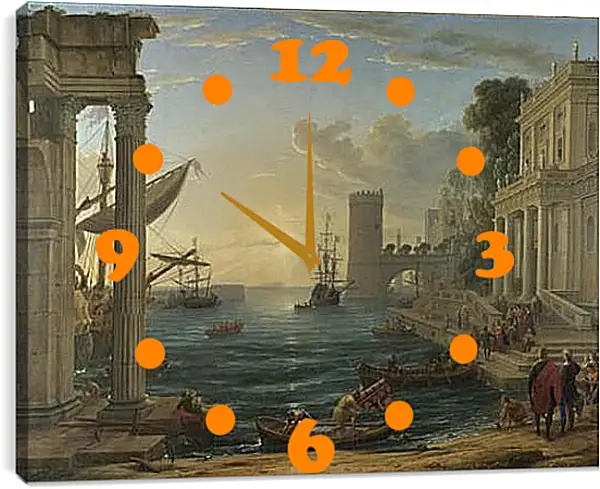 Часы картина - Seaport with the Embarkation of the Queen of Sheba. Лоррен Клод Часы картина - Seaport with the Embarkation of the Queen of Sheba. Лоррен Клод