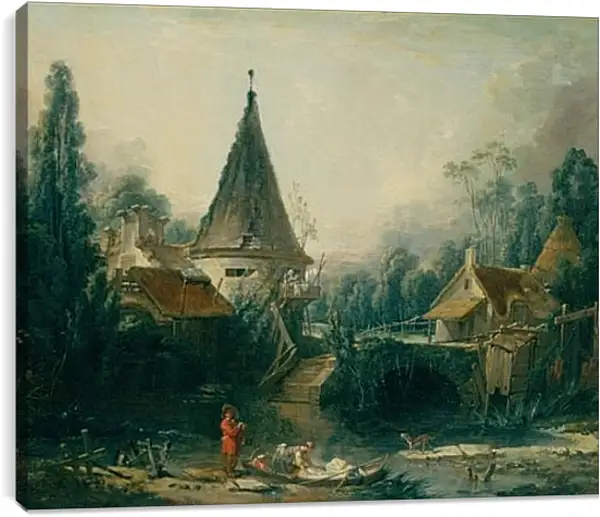 Постер на подрамнике - Landscape Near Beauvais. Франсуа Буше Постер на подрамнике - Landscape Near Beauvais. Франсуа Буше