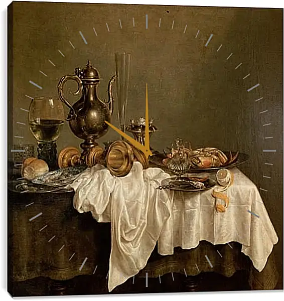 Часы картина - Breakfast with a Lobster. Виллем Клас Хеда Часы картина - Breakfast with a Lobster. Виллем Клас Хеда
