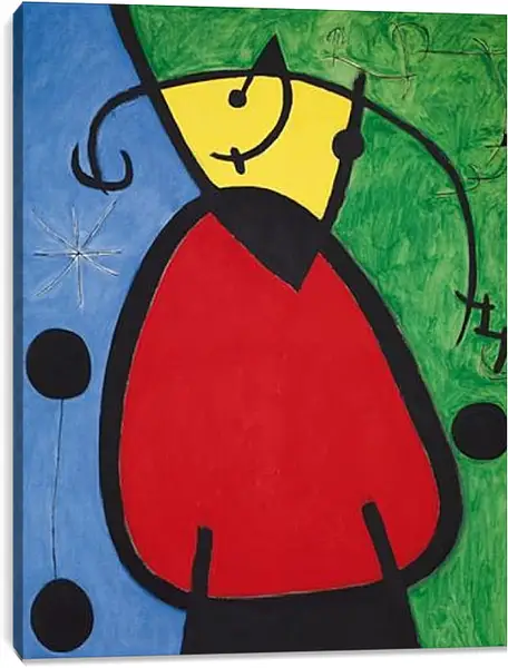 Постер на подрамнике - Femme et oiseaux dans la nuit. Рождение дня. Миро Жоан Постер на подрамнике - Femme et oiseaux dans la nuit. Рождение дня. Миро Жоан