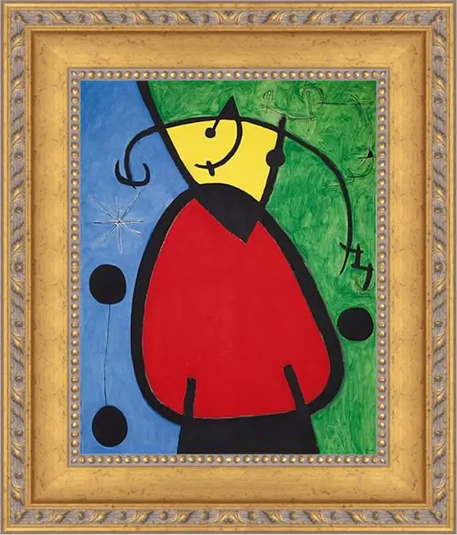 Картина в раме - Femme et oiseaux dans la nuit. Рождение дня. Миро Жоан Картина в раме - Femme et oiseaux dans la nuit. Рождение дня. Миро Жоан