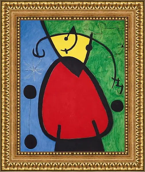 Картина в раме - Femme et oiseaux dans la nuit. Рождение дня. Миро Жоан Картина в раме - Femme et oiseaux dans la nuit. Рождение дня. Миро Жоан
