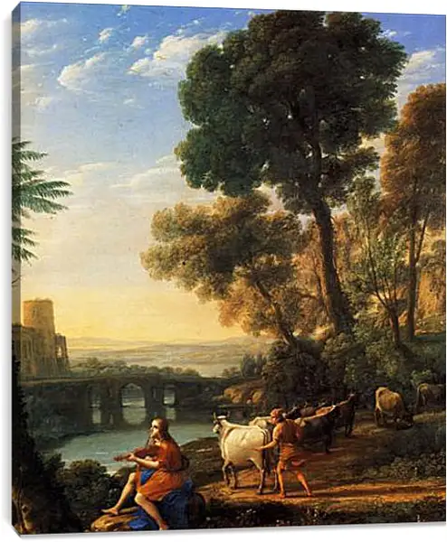 Постер на подрамнике - Paysage avec Mercure enlevant les boeufs d Apollon. Лоррен Клод Постер на подрамнике - Paysage avec Mercure enlevant les boeufs d Apollon. Лоррен Клод