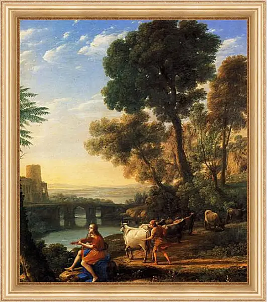 Картина в раме - Paysage avec Mercure enlevant les boeufs d Apollon. Лоррен Клод Картина в раме - Paysage avec Mercure enlevant les boeufs d Apollon. Лоррен Клод