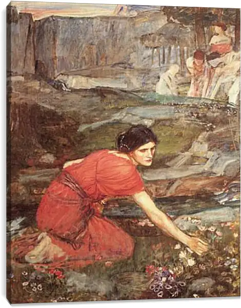 Постер на подрамнике - Study for the Maidens Picking Flowers by a Stream. Джон Уотерхаус Постер на подрамнике - Study for the Maidens Picking Flowers by a Stream. Джон Уотерхаус