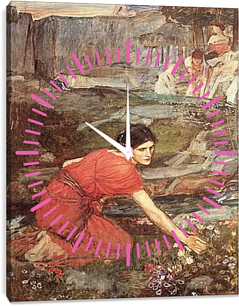Часы картина - Study for the Maidens Picking Flowers by a Stream. Джон Уотерхаус Часы картина - Study for the Maidens Picking Flowers by a Stream. Джон Уотерхаус