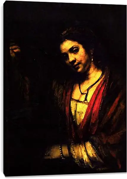 Постер на подрамнике - Woman in a doorway. Рембрандт Постер на подрамнике - Woman in a doorway. Рембрандт