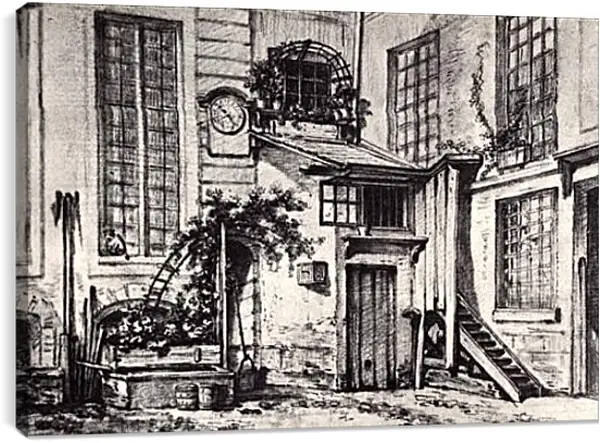 Постер на подрамнике - View to a Courtyard. Франсуа Буше Постер на подрамнике - View to a Courtyard. Франсуа Буше