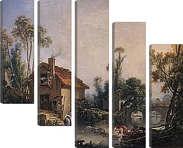 Модульная картина - Landscape with Watermill. Франсуа Буше Модульная картина - Landscape with Watermill. Франсуа Буше