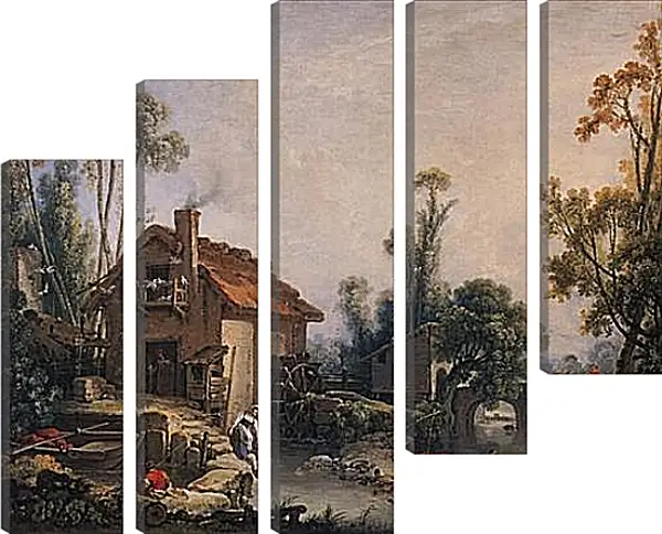 Модульная картина - Landscape with Watermill. Франсуа Буше Модульная картина - Landscape with Watermill. Франсуа Буше