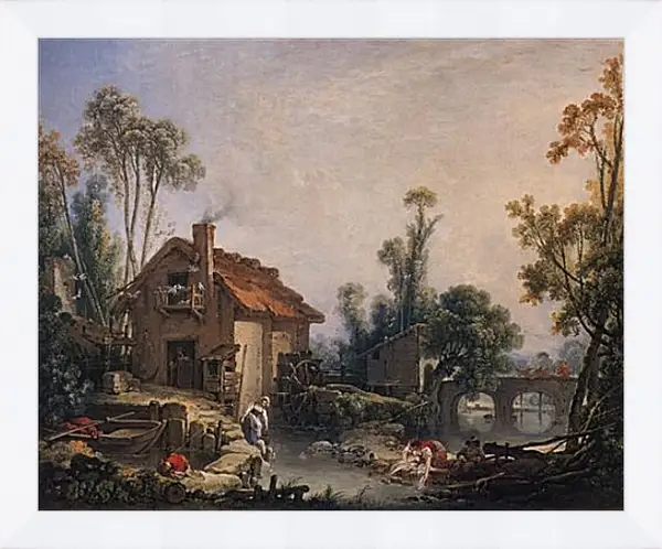 Картина в раме - Landscape with Watermill. Франсуа Буше Картина в раме - Landscape with Watermill. Франсуа Буше