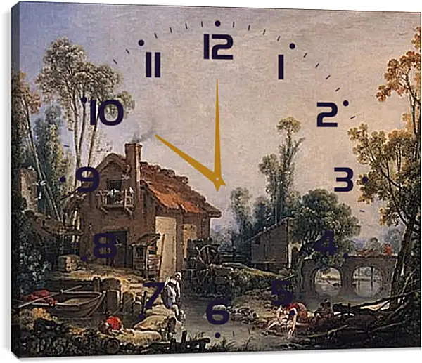 Часы картина - Landscape with Watermill. Франсуа Буше Часы картина - Landscape with Watermill. Франсуа Буше